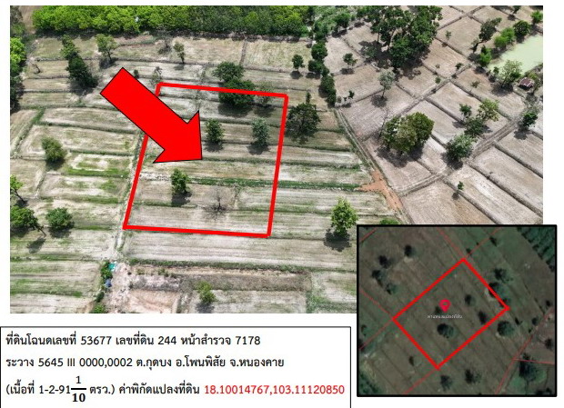 ขายทอดตลาด ที่ดินว่างเปล่า ต.กุดบง อ.โพนพิสัย จ.หนองคาย