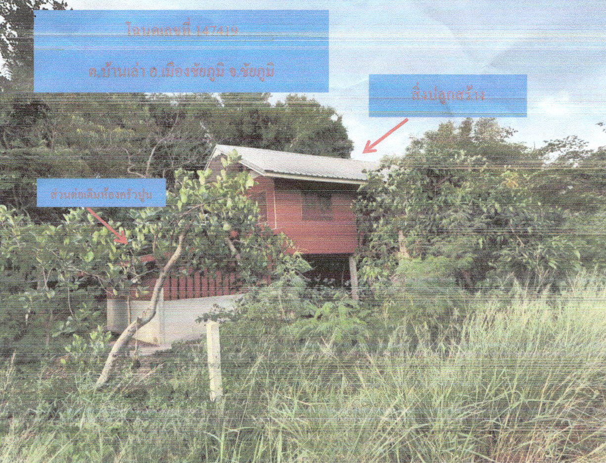 ขายทอดตลาด ที่ดินพร้อมสิ่งปลูกสร้าง ต.บ้านเล่า อ.เมืองชัยภูมิ จ.ชัยภูมิ