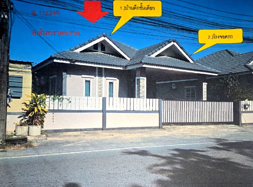 ขายทอดตลาด ที่ดินพร้อมสิ่งปลูกสร้าง ต.หนองหาร อ.สันทราย จ.เชียงใหม่