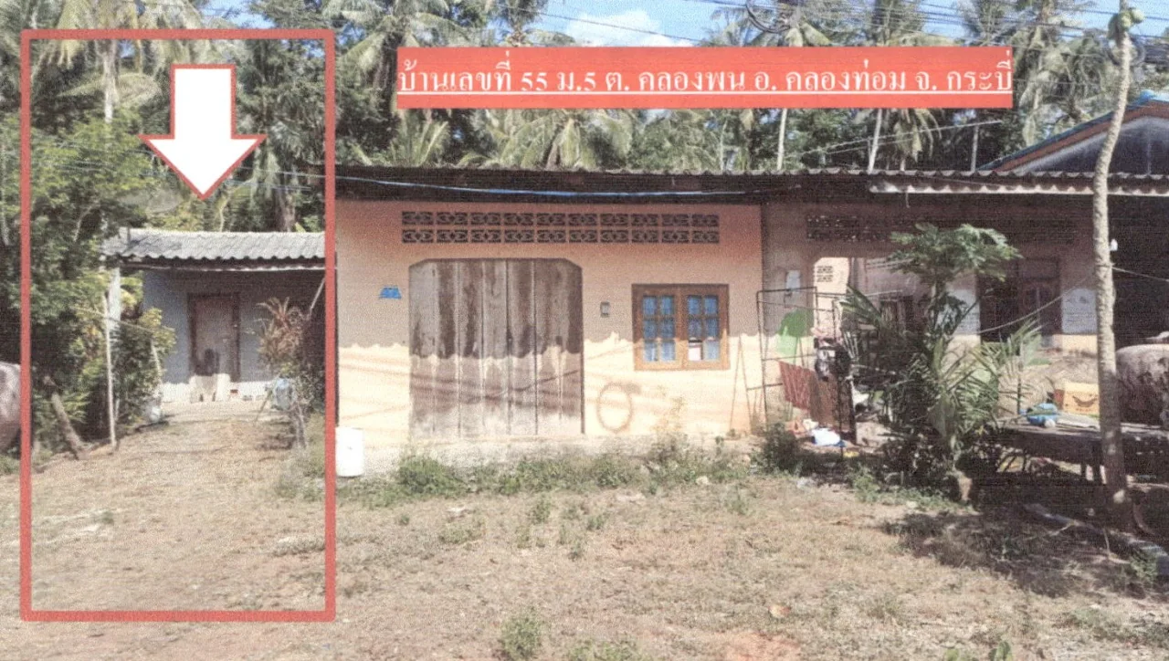 ขายทอดตลาด ที่ดินพร้อมสิ่งปลูกสร้าง ต.คลองพน อ.คลองท่อม จ.กระบี่