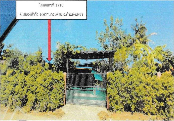 ขายทอดตลาด ที่ดินพร้อมสิ่งปลูกสร้าง ต.หนองหัววัว อ.พรานกระต่าย จ.กำแพงเพชร