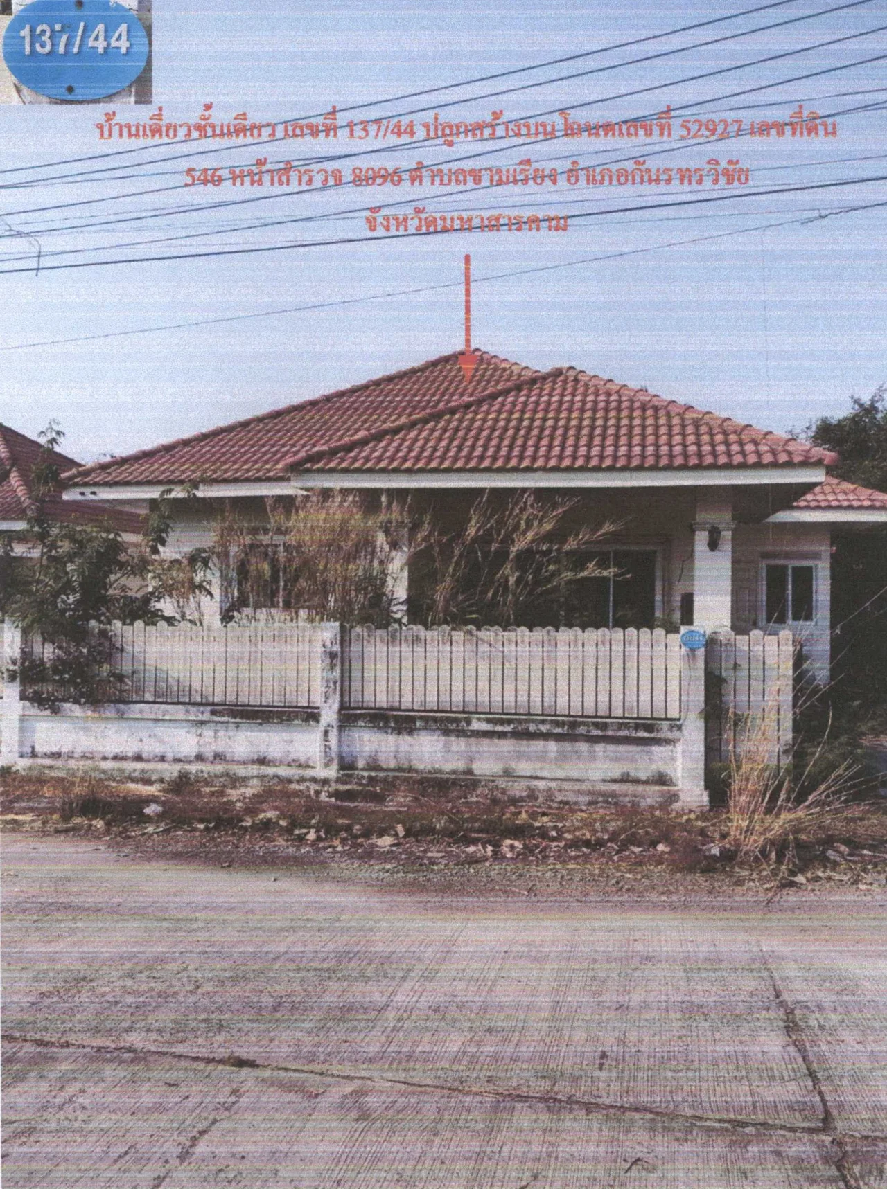 ขายทอดตลาด ที่ดินพร้อมสิ่งปลูกสร้าง ต.ขามเรียง อ.กันทรวิชัย จ.มหาสารคาม
