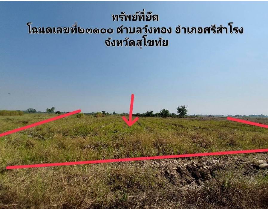 ขายทอดตลาด ที่ดินว่างเปล่า ต.วังทอง อ.ศรีสำโรง จ.สุโขทัย